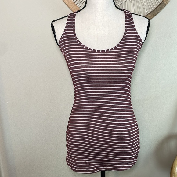 Lululemon Cool Racerback tank, West2east Stripe Heathered Bordeaux Drama size 4 - Picture 7 of 10